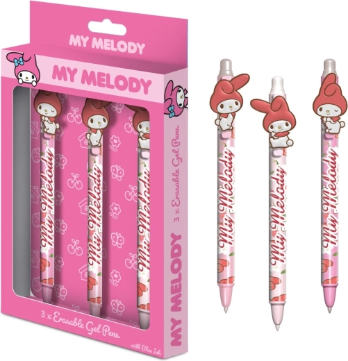 My Melody zestaw wymazywalnych długopisów żelowych, 3 szt.