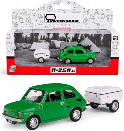 Fiat 126p z przyczepą Niewiadów N250C zielony (1:43)