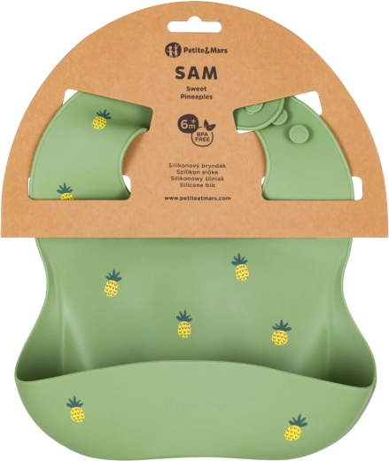 Petite&Mars silikonowy śliniak Take&Match Sweet Pineaples 6m+