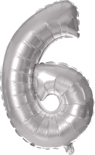 Balon foliowy TORO cyfra 6, 30 cm, srebrny
