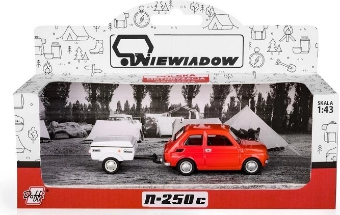Fiat 126p z przyczepą Niewiadów (wersja krótka) czerwony model