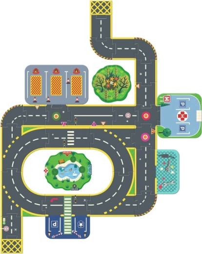 Miasto pełne życia: park, szpital i plac zabaw