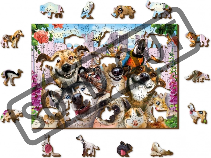 Drewniane puzzle Szalone zwierzaki od WOODEN CITY - 200 elementów EKO