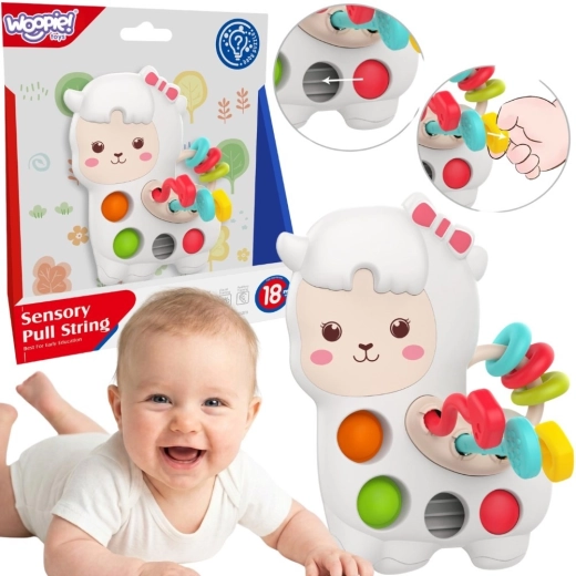 Woopie Baby sensoryczna zabawka manipulacyjna Montessori lama 3w1 18m+