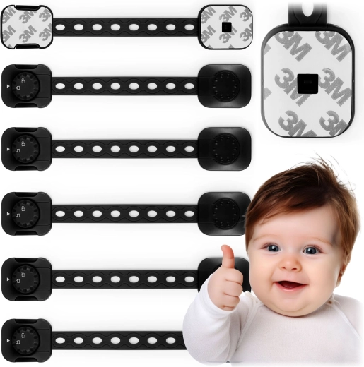 Dziecięce zamki zabezpieczające do szafek RICOKIDS, 6 szt., czarne