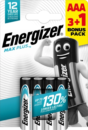 Energizer Max Plus AAA baterie alkaliczne 3+1 gratis, 4 szt.