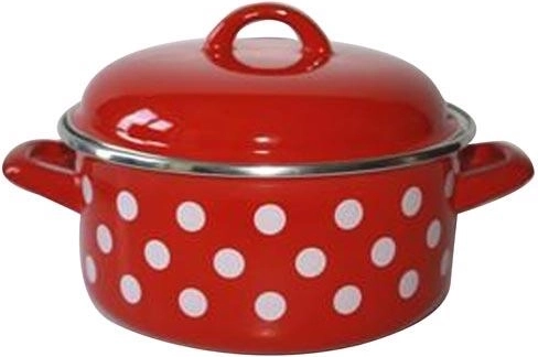 Emaliowany garnek z pokrywką 24 cm PUNTÍK czerwony 4,8 l