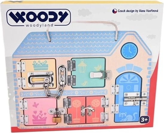 WOODYLAND Edukacyjna tablica manipulacyjna z zamkami