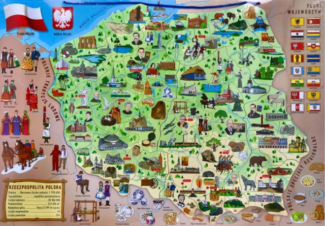 Magnetyczna mapa Polski 3 w 1