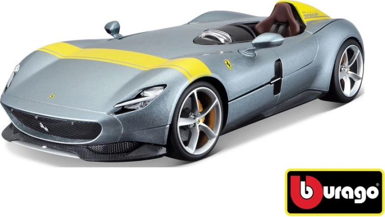 Bburago Ferrari Monza SP1 RACE+PLAY srebrny model samochodu 1:18