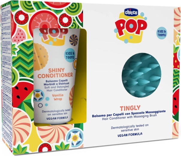 Chicco POP Vanilla Shiny odżywka do włosów 150 ml ze szczotką do masażu skóry głowy