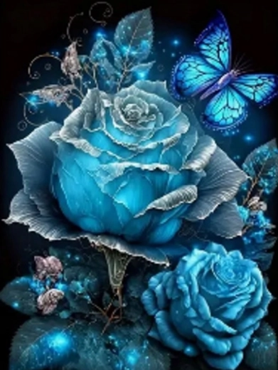 Malowanie diamentowe Niebieska róża 30x40 cm