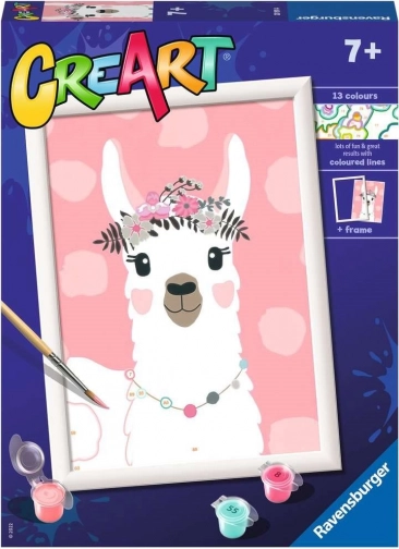 CreArt malowanie po numerach – lama, bez dramatu 18 × 24 cm
