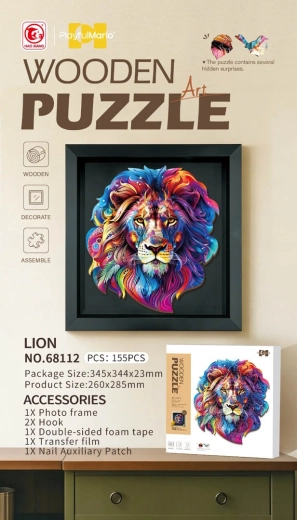 Drewniane puzzle lew, 155 elementów