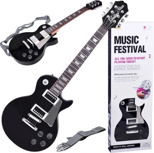 Elektryczna gitara dla dzieci z paskiem – czarna