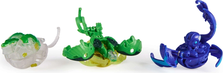 Trzy transformujące się figurki Bakugan