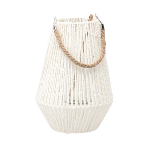 Lampion 35 cm biały ze szklanym wkładem