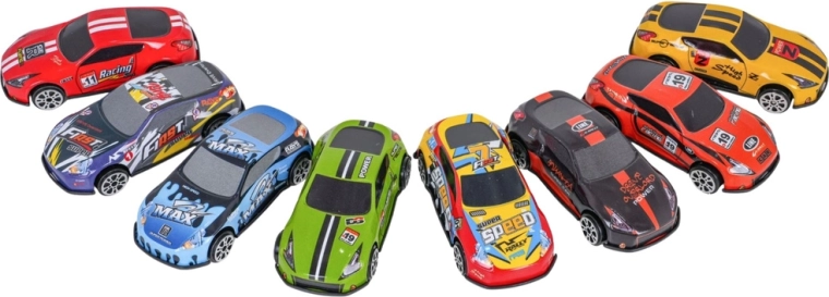 Zestaw 8 metalowych autek wraz z akcesoriami