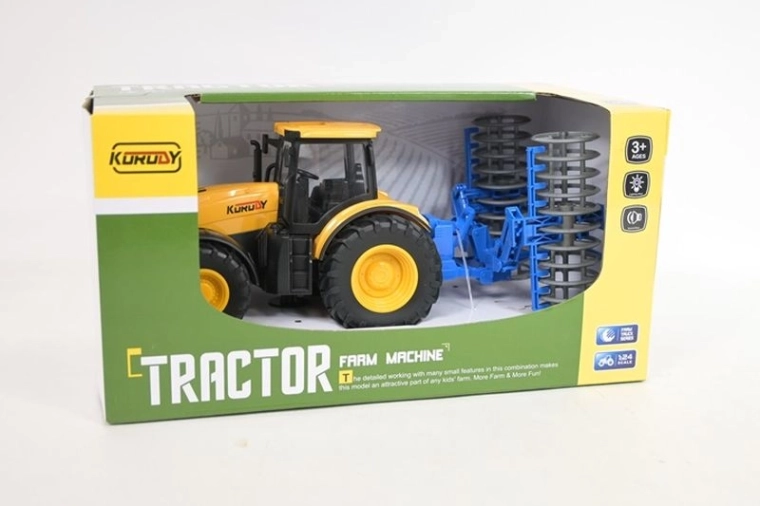 Traktor z doczepianym pługiem ze światłem i dźwiękiem