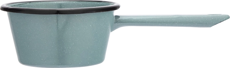 Stożkowy rondel z uchwytem i dzióbkiem do nalewania 12 cm, 450 ml, szałwiowa zieleń w kropki