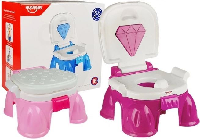 Nocnik dziecięcy 3w1 różowy z diamentowym designem