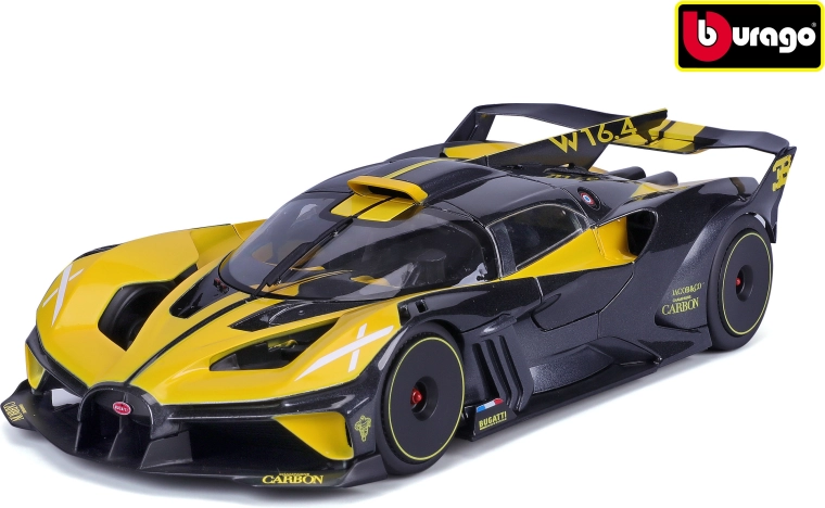 Bburago Bugatti Bolide metalowy model w skali 1:18 czarno-żółty