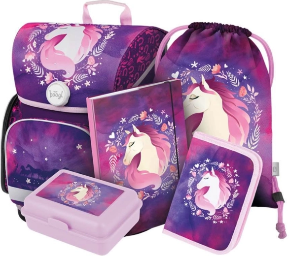 Zestaw Szkolny BAAGL Koń: tornister, piórnik, worek, teczki, pojemnik