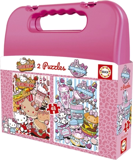 EDUCA Puzzle w walizce Hello Kitty i przyjaciele 2 × 48 elementów