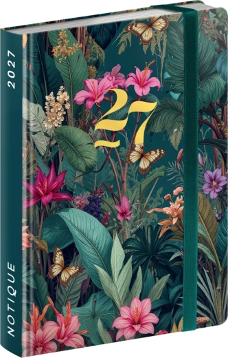 Notique tygodniowy terminarz do torebki Tropical Jungle 2027 (9,8 × 14,5 cm)