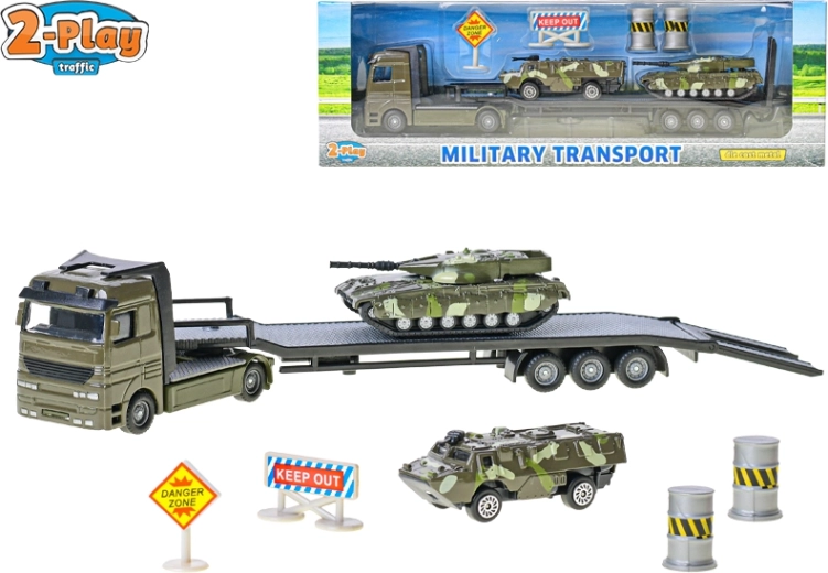 2-Play Traffic wojskowy transporter z pojazdami opancerzonymi 1:60