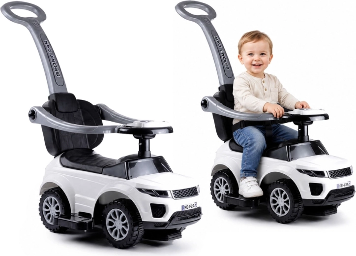Dziecięcy jeździk z drążkiem prowadzącym Sport car – Biały