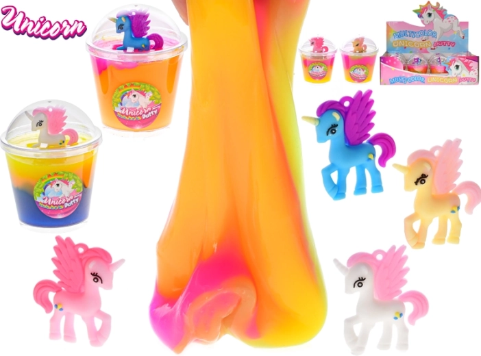 Tęczowy jednorożcowy slime w kubeczku