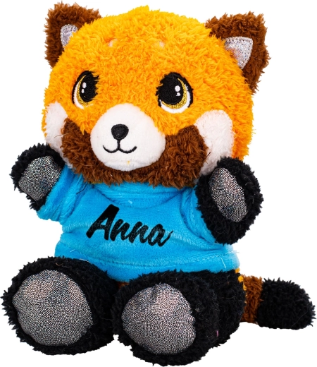 Pluszowa czerwona panda 17 cm w koszulce z nadrukiem