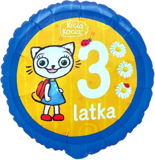 Foliowy balon Kicia Kocia – cyfra 3 (46 cm)