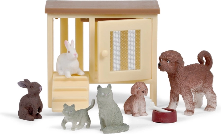 Lundby zwierzątka domowe do domku dla lalek – pies, kot i króliki