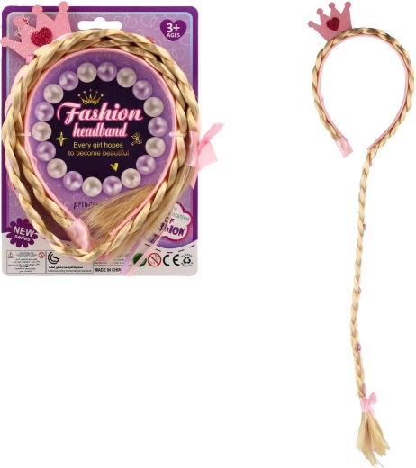 Księżniczkowa opaska z blond warkoczem 65 cm
