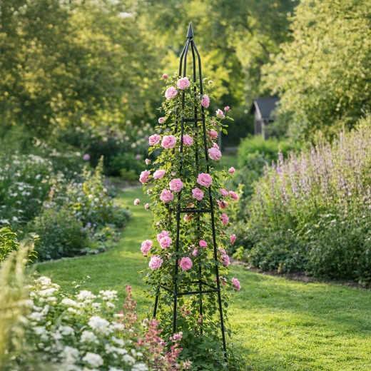 Elegancka pionowa konstrukcja dla róż i roślin pnących