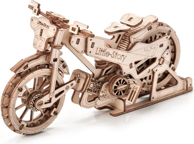 Szczegółowy drewniany model motocykla