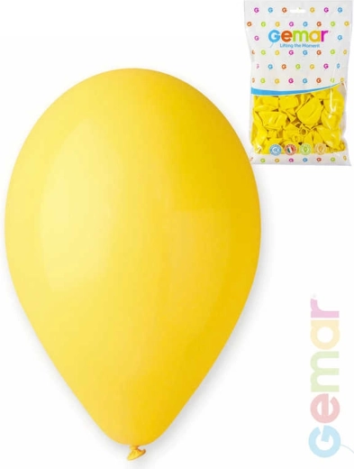 Pastelowy nadmuchiwany balon Gemar żółty 26 cm - 1 sztuka