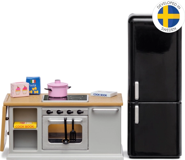 Lundby mebelki kuchenne do domku dla lalek z lodówką