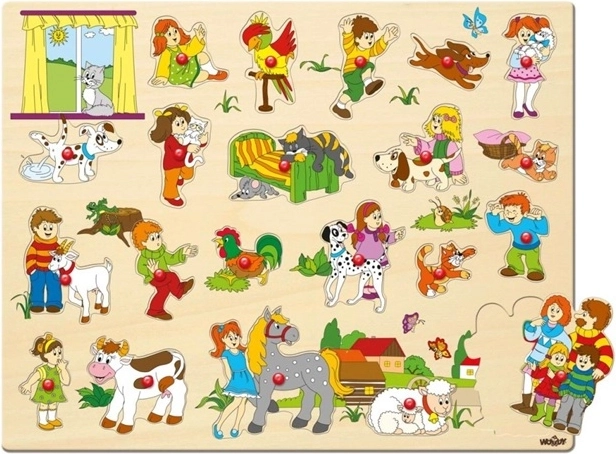 Drewniane puzzle Woody z uchwytami, 21 elementów