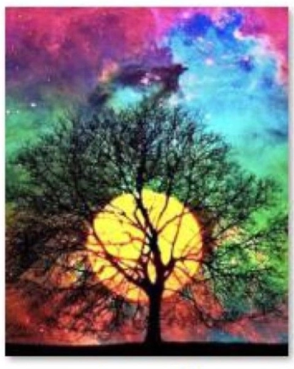 Mozaika diamentowa (diamond painting) Drzewo – nocne niebo 30 × 40 cm
