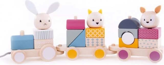 bigjigs baby drewniany pociąg do ciągnięcia ze zwierzątkami z drewna fsc