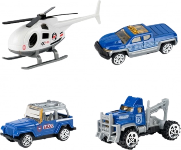 Pojazdy i helikopter w zestawie