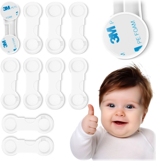 Dziecięce zamki zabezpieczające do szafek RICOKIDS, białe, zestaw 10 szt.