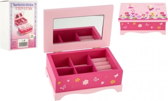 Drewniana szkatułka na biżuterię Princess dla dzieci TEDDIES