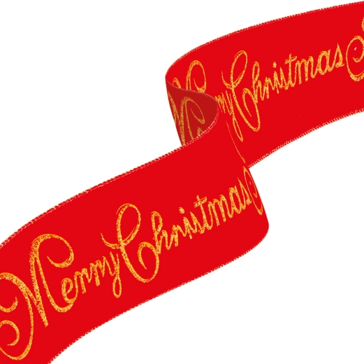 Świąteczna wstążka Merry Christmas czerwona 60 × 8 cm