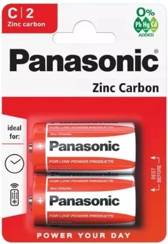 Baterie cynkowo-węglowe PANASONIC R14 C, 1,5 V, 2 szt.