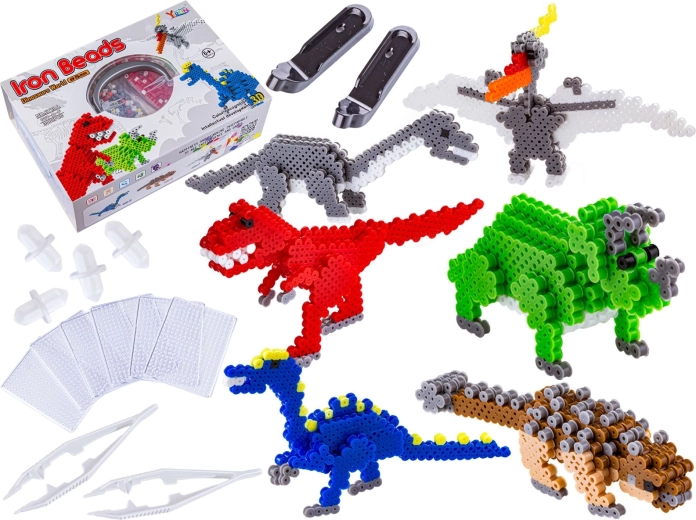 Koraliki do prasowania 3D – dinozaury, zestaw 3000 szt. - 1 sztuka