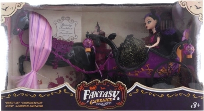 Wózek dla lalek na baterie z koniem i lalką przegubową